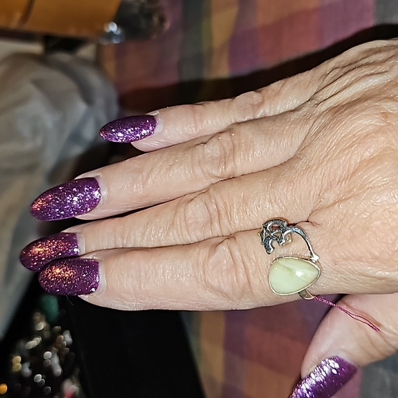 New Golden sun opal ohm symbol sterling silver Ring Size 9 - Picture 8 of 10